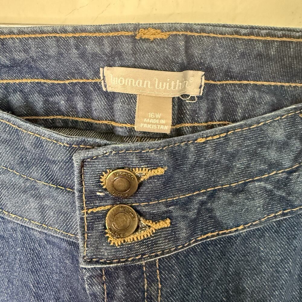 Woman Within jeans womens 16W blue denim stretch natural fit mid rise straight - Picture 6 of 8
